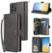 Uposao Kompatibel mit Samsung Galaxy A20S Handyhülle Retro Leder Schutzhülle Geldbörse Magnetverschluss Reißverschluss Filp Tasche Klapphülle Handytasche mit 9 Kartenfächer,Schwarz
