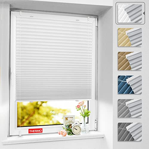 BelleMax Plissee ohne Bohren Verdunkelung Klemmfix, Thermo Plissee Weiß 105x130 cm(BxH), Verdunklungsplissee 100% Verdunkelnd & lichtundurchlässig, Sichtschutz und Sonnenschutz für Fenster & Tür
