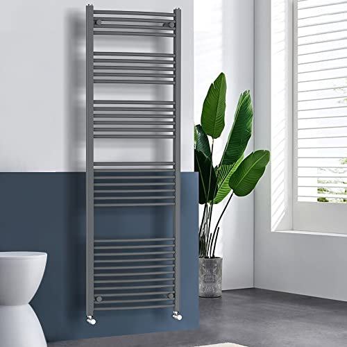 Warmehaus Curved Heated Towel Rail Radiator Anthracite 1800x600mm Grey Bathroom Ladder Radiator Towel Warmers for Bathroom Kitchen