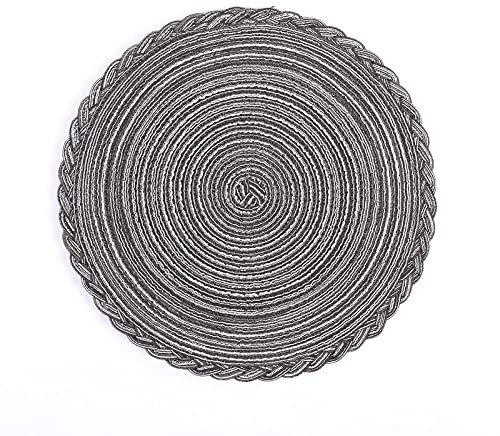 qbodp Rund Gewebte Makramee-Tischsets Für Esstisch,2Er-Set,Hitzebeständige,rutschfeste Küchenuntersetzer,Handgefertigte,rutschfeste Platzsets,Untersetzer,Grau