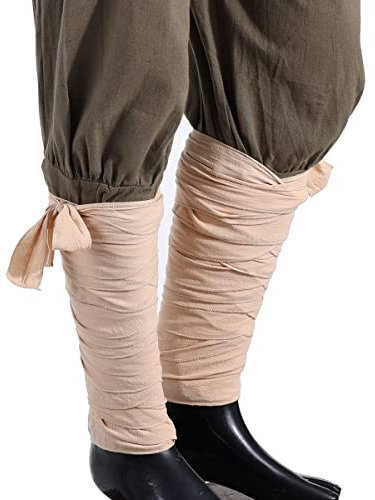 2 Stück Mittelalterliche Wikinger lange Puttees Beinbandagen Gürtel LARP Piraten Cosplay Kostüme(Länge:420cm/165.35 inch) (Beige)