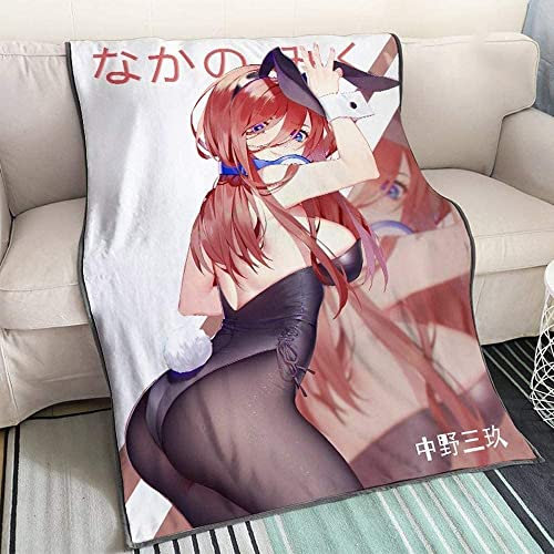The Quintessential Quintuplets Nakano Miku - Häschenmädchen Anime 3D-Digitaldruck Flanell Ultraweiche Micro-Fleece-Decke Pflegeleicht