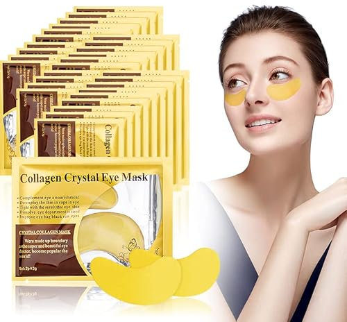 URAQT Augenpads, 30 Paar 24k Gold Collagen Augenmaske, Eye Pad Mask, Kollagen Augen Gel Pads für Augenpflege Feuchtigkeit Spendende, Anti Aging, entfernen Augenringe Tränensäcke Puffiness