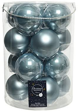 Kaemingk Weihnachtskugeln Glas 8cm x 16 Stück Christbaumkugeln Nebelblau