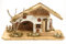 ELLUG Holz Krippenstall, Holzkrippe, Weihnachtskrippe 55 * 19 * 28cm (OHNE Krippenfiguren) Krippenstall aus Holz für Figuren bis 15cm Höhe