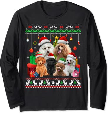 Weihnachtsbaumschmuck Pudel Weihnachtsmütze Ugly Xmas Langarmshirt