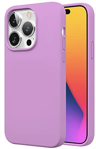TBOC Funda para Móvil Compatible con Apple iPhone 14 Pro [6.1] - Carcasa Rígida [Lila] Silicona Líquida [Tacto Suave] Forro Interior de Microfibra [Protege la Cámara] Antideslizante Resistente