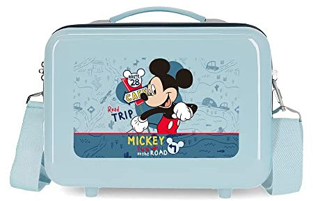 Trousse de Toilette Adaptable Disney Mickey Road Trip avec Bandoulière Bleue 29x21x15 cms ABS Rigide 9.14L 0.6 kgs