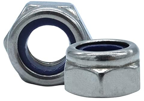 EZOTec - 8 Stück Sicherungsmuttern niedrige Form M10 DIN 985 (ISO 10511) - Edelstahl V2A A2 - Schlüsselweite (SW) 17 - Stoppmutter