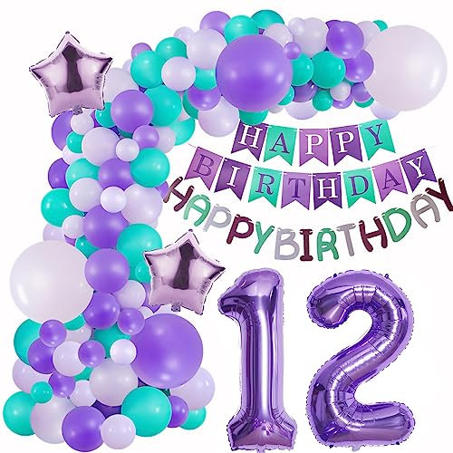 Lila Ballons Girlande 12 Geburtstag Mädchen deko Lila Luftballon 12. Geburtstag deko Mädchen Geburtstagsdeko 12 Jahre Mädchen Deko 12. Geburtstag Mädchen Violett Luftballon Girlande 12. Geburtstag
