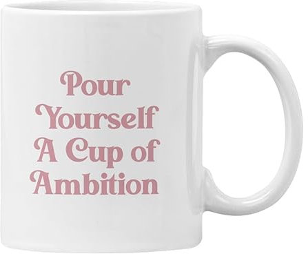 Pour Yourself a Cup of Ambition Mug Pink Retro Gifts for Women Country Music (White)