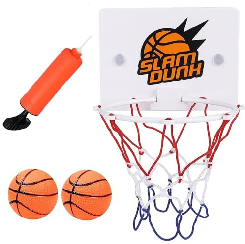 APOMOONS Mini Basketball Hoop for Kids, Indoor/Outdoor Wall Mounted Hoop With Net, Ball, and Pump - Bath Toys and Sport Games
