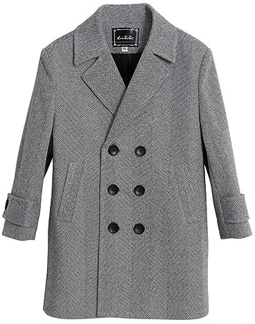 MaNMaNing Kinder Kleinkind Baby Jungen Frühling Winter Plaid Baumwolle Verdickt Mantel Elegante Kerb Kragen Zweireiher Jacke Mantel Kleidung