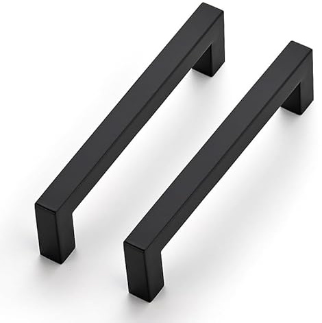 5 Stück Schrankgriffe 128mm Möbelgriffe Schwarz Griffe für Küchenschränke | Rostfreier Edelstahl, Geradliniges Griffprofil, Für Küchenschränke, Schubladen, Kommoden, Türen, Möbelprojekte, Wohnmöbel