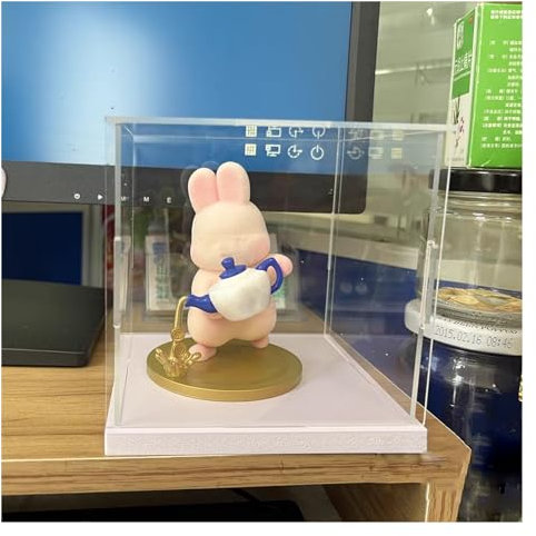 Acryl Vitrine Kunststoff-Acryl-Schattenbox für Sammlerstücke Puppe/ Figuren/ Modell/ Spielzeug, Sehr große klare Vitrine Staubgeschützte Aufbewahrungsboxen, Alternative Glasvitrine ( Color : White bas