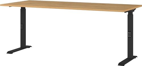 Germania Schreibtisch 7912-582, in Grandson-Eiche-Nb./Schwarz, me. höheneinst., 180 x 91 x 80 cm (BxHxT)