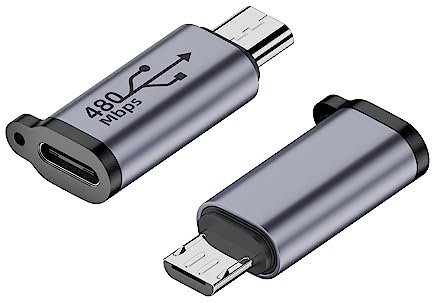 Pnuokn Adattatore micro USB da tipo C femmina a micro USB maschio connettore convertitore supporta ricarica sincronizzazione dati adattatore in lega a mini adattatore micro USB Micro USB Micro USB a