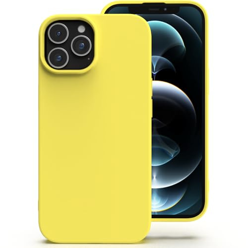 Zuvirelx Silikon Hülle für iPhone 12 Pro Max - Zitronengelb | Dünne, Rutschfest, Weiches Griff, Minimalistisch, Taschenpassend, Stoßfest Handyhülle