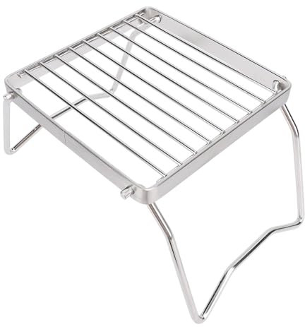 Klappbarer Lagerfeuergrill, Edelstahlrost, Robuster Tragbarer Campinggrill mit Tragetasche, Kamin-Grillrost, Feuergrillrost für Rucksackreisen, Wandern, Picknicks, Angeln