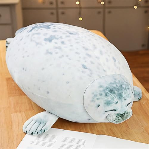 Siegel Plüschtier, Seal Plush Toy, Kuscheltie Plüschtier Robbe, Siegel Plüschtier, Niedliches Siegelkissen, Plüsch Klecks Kissen, Niedliche Cartoon Robbe Kissen Spielzeug Geschenke (Weiß, 60 cm)