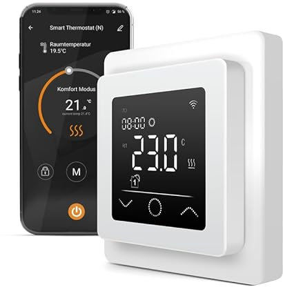 EH Expert Touchthermostat mit WLAN, Heizungsthermostat – Digital Thermostat Heizung, Thermostat Fußbodenheizung, Thermostat Heizung (Weiß)