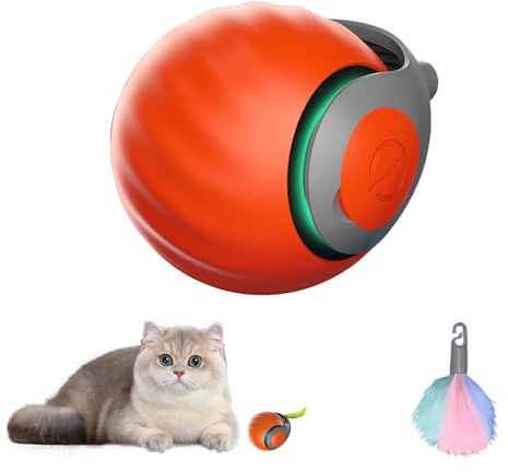 Smart Cat Interactive Toy - Two Speed-Adjustable, USB Rechargeable, Indoor Orange Cat Ball