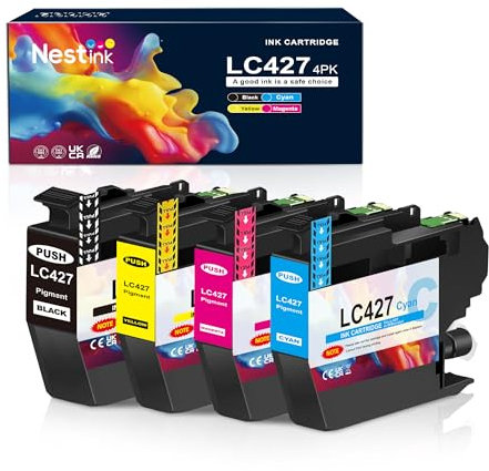 Nestink LC427 Druckerpatronen (1 Schwarz 1 Cyan 1 Magenta 1 Gelb) LC 427 Kompatible Brother LC-427, Kompatibel mit Brother HL-J6010DW, MFC-J5955DW, MFC-J6955DW, MFC-J6957DW, MFC-J6959DW Drucker