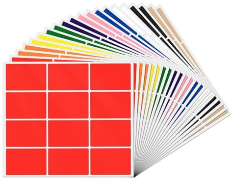 YIKIADA Bunte Rechteckig Etiketten 50 × 76 mm Vinyl Klebe Beschreibbar Selbstklebend Wasserdicht Aufkleber für Name Tags Adresse Umzug Büro 240 Stück 15