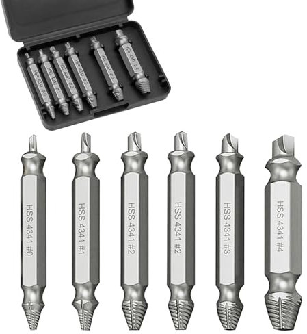 zoerbufan 6 Pièces Extracteurs de Vis Endommagés HSS 1/4 À Changement Rapide pour Vis Rayées, Outil de Vissage, Tournevis à Gauche(Argent-V1)
