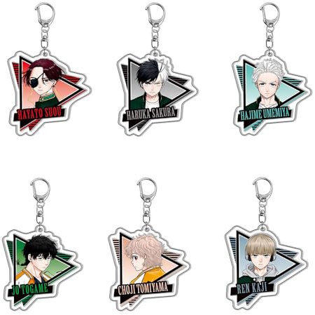 Tongyundacheng 6-teiliges Anime-Schlüsselanhänger-Set, Manga-Charakter Suo Hayato/Togame Jo Schlüsselanhänger, Cartoon-Acryl-Schlüsselanhänger, kreative Geschenke für Männer und Frauen (6 cm), 6 Stück