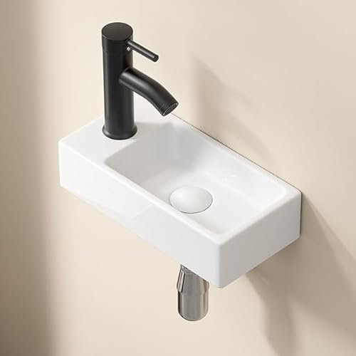 Meuble lavabo d'angle en céramique pour petite salle de bain, buanderie et buanderie