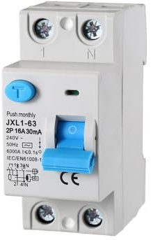 gloca Interruttore Differenziale Puro Salvavita 2P 30mA 220V-6KA CLASSE A 2 Moduli DIN (16 Ampere)