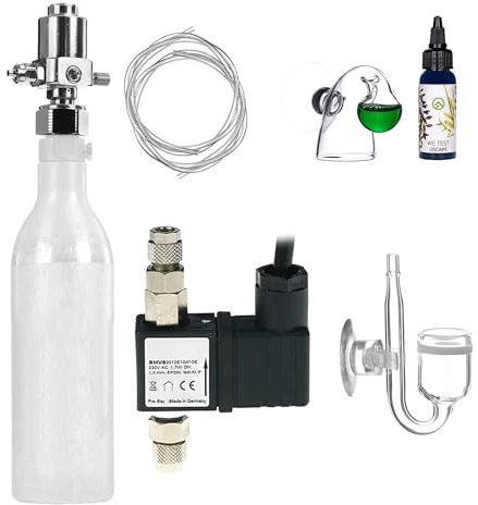 USCAPE CO2 Anlage Aquarium Sodaflaschen Komplettset - Inkl. Nano-Diffusor, Dauertest, Druckminderer, 2m Schlauch - Profi