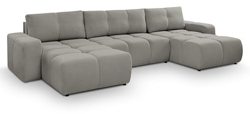 AXLIVING Ecksofa Grau mit Schlaffunktion Hosio 359 cm – Stilvolle Wohnlandschaft