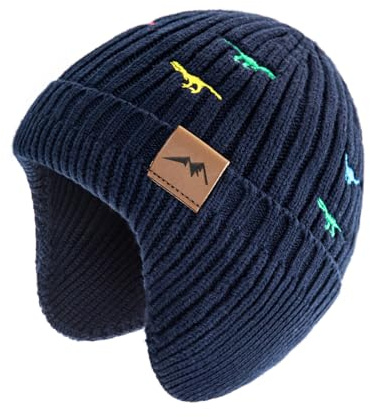 SEYUFN Mädchen Mütze Jungen Baby Wintermütze Kinder Babymütze Winter Strickmütze Junge Dinosaurier Beanie Kinder Warm