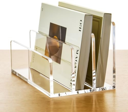 AIMOLLY Porte-lettres en acrylique – 3 compartiments, transparent et facile d'entretien, système de rangement pour bureau, famille, bureau à domicile, école, H x l x P : 17,5 x 10,4 x 10 cm