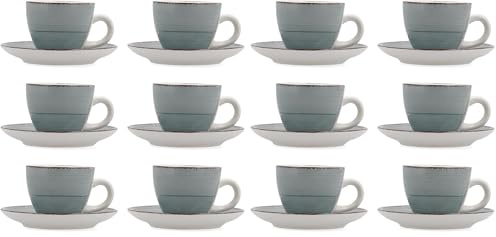 Quid Vita Morning Set De 6 Tazas Con Platillo Cerámica 9cl Loza Apto Microondas Seque Los Platos Por Las Dos Caras Después De Cada Lavado (Paquete de 2)