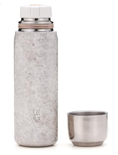 KEITH Titanium Insulated Bottle 380ml, Ultralight Double-Layer Vacuum-Insulated Flask Water Bottle, Ice Texture Design - for Travel, Sporting, Hiking, Camping & Gift - Tea Strainer Included(Ti3107)