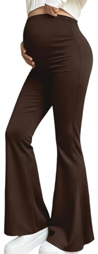 DeHolifer Leggings Premaman Donna a Vita Alta,Morbidi Elasticizzati Pantaloni a Zampa Supporto Addominale Leggins, Gravidanza Pantalone Confortevole Pants Casual Abbigliamento Leggings da Yoga