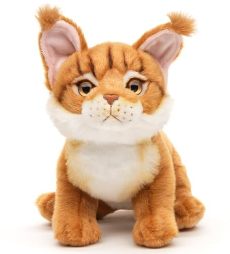 Uni-Toys - Maine-Coon-Katze, sitzend (braun) - 18 cm (Höhe) - Plüsch-Katze - Plüschtier, Kuscheltier