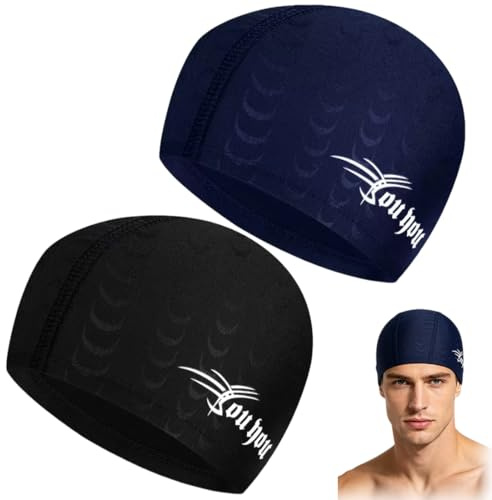 VRYNDH Gorro de piscina hombre tela impermeable - Swimming cap para cabeza grande, dos unidades adulto