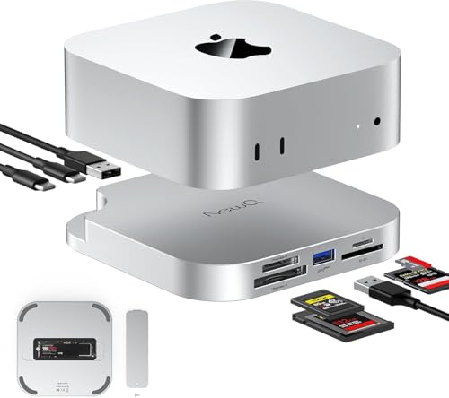 Mac mini M4 Dock with Cfexpress Reader – M.2 NVMe SSD Enclosure, CFexpress Type A/Type B Card Reader, SD/TF 4.0 Slot, 10Gbps USB C USB A, Hub for Photographers, Videographers, Content Creators