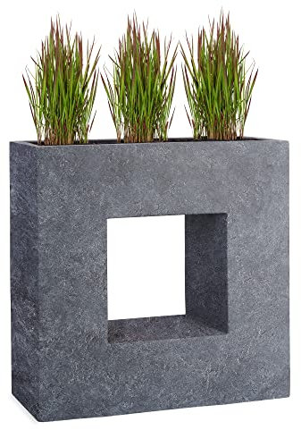 Pflanzwerk® Pot de Fleur Fibre de Verre Vista Lava Anthracite 66x66x28cm *Jardinière antigel* *Protection UV* *Qualité européenne*