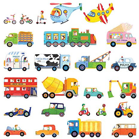 DECOWALL DS-8015 Transporte Autos Fahrzeuge Wandtattoo Wandsticker Wandaufkleber Wanddeko für Wohnzimmer Schlafzimmer Kinderzimmer (Klein)
