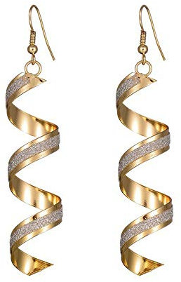 Gold Silber Für Damen Twist Spiral Ohrringe baumeln Ohrring Charm Schmuck Silber Gold schwarzer langer Ohrring (Gold)
