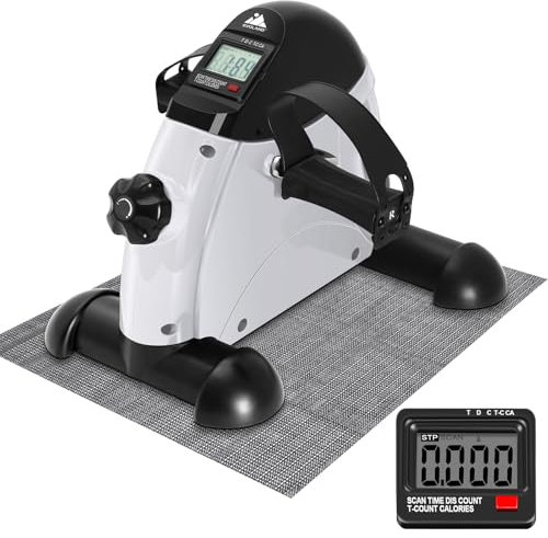 EVOLAND Pedal de Bicicleta para Debajo del Escritorio, máquina de Pedales para piernas con asa, Pantalla LCD, Equipo de Ejercicio para Sentarse para el hogar y la Oficina, Entrenamiento de Fitness