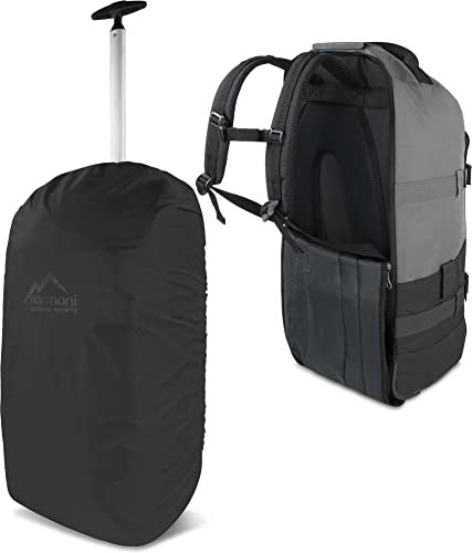 normani Reisetasche mit Rucksackfunktion und Regenüberzug- Trolley 60 Liter - Backpack Farbe Schwarz/Grau