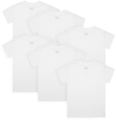 Fruit of the Loom Boys' Cotton T Shirt Underwear, Toddler-6 Pack-White, 4-5 Years (Pack of 6)