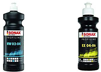 SONAX 02803000 PROFILINE HW 02-04 (1 Liter) Lackierverträgliche Konservierung aus der Profi-Serie & PROFILINE EX 04-06 (250 ml) bringt optimale Kratzerentfernung, beeindruckenden Tiefenglanz