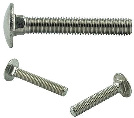 AGBERG Lot de 10 vis à carrosserie M10 x 80 mm, avec collet carré et filetage complet, en acier inoxydable A2 V2A, inoxydable, DIN 603 (ISO 8677)
